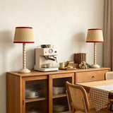 White Wood Base Table lamp,8x8x18 inch Country Style Desk lamp,Modern Pleated lampshade Suitable for bedrooms and Offices Pack of 2 (Bulbs Not Included)
