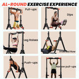 DOBESTS Foldable Power Tower Pull Up Bar Dip Station Adjustable Multifunction Workout Pull Up Tower Station Gym Strength Training Equipment Home Outdoor, Triangular Legs, 700 LBS DOBESTS