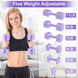 Hezeyferg Adjustable Dumbbells Set of 2, Hand Weights Sets with 5 Levels 3lb, 5lb, 7lb, 9lb, 11lb, Adjustable Weight Dumbbells for Women/Men Home Gym Full Body Workout (Purple) Hezeyferg