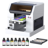 DXZ 2026 Upgraded A4 UV Printer, UV Flatbed Printer with 3D Emboss Printing, White Ink Mixing System, 1440×2880 DPI, Direct-to-Object Printer for Acrylic, Glass, Wood, Metal & Phone Cases