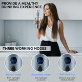 Alkaenum Hydrogen Water Bottle with Three Modes Produces 5000 PPB of Hydrogen Water in 8 Minutes,Made of Aluminium and Glass,with Colorful Light,Rechargeable for Travelling,Office,Home