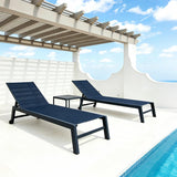 PURPLE LEAF Patio Lounge Chairs Set of 2 with Wheels, Adjustable, Navy Blue