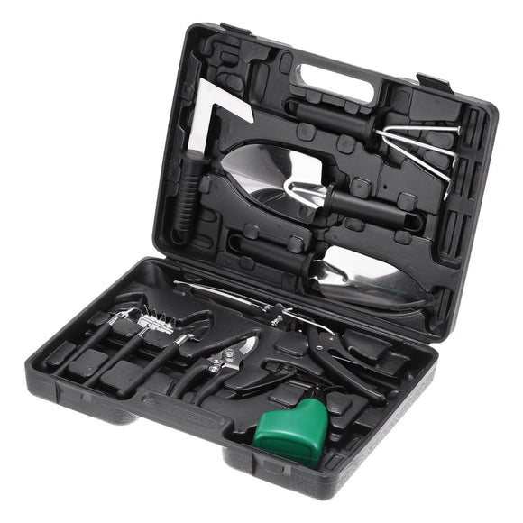 1 Set Garden Tool Set 10 Pieces Plastic Gardening Planting Tools Kits with Shovels, Black