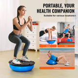 VEVOR 23-inch Half Exercise Ball Trainer, 660 lbs Capacity Balance Ball, Includes Resistance Bands and Pump, Ideal for Full Body Workouts, Yoga, and Strength Training at Home Gym, Blue
