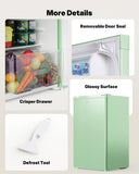 Upstreman 3.2 Cu.Ft Mini Fridge with Freezer, Single Door Mini Fridge, Dorm Fridge, Adjustable Thermostat, Mini Refrigerator for Bedroom, Office, Dorm, Green-BR321
