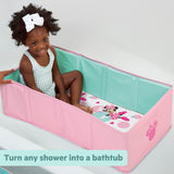 Disney Baby Minnie Mouse Tuckaway Toddler Folding Tub, Converts Shower to Bathtub, Folds to Store, Easy to Clean, Portable Baby Bathtub for Travel, 12M-5Y
