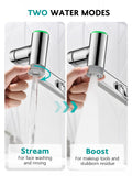 Lefton Rotatable Bathroom Faucet with Built-in Filter, Single Hole Sink Faucet with Temperature Display in Fahrenheit, 2 Water Modes