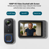 KALOGL Video Doorbell Wireless with Screen 1080p, No Subscription Door Bell Camera with Monitor Screen, Local Storage NO WiFi and APP Needed, Video Intercom Two-Way Audio,160° View,Night Vision