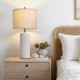 PoKat 27.5'' Tall Table Lamps for Living Room Set of 2, Stone-Like Ceramic Bedroom Lamps for Night Stands, Farmhouse Bedside Lamps for Bedroom Living Room, Nightstand Lamps for End Table, Hallway