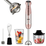 Camic Hand Blender, Cordless Immersion Blender with 6 Speeds, 4 in 1 Portable Mixer Electric Handheld Mixer with Blender, Chopper, Whisk, Frother for Soup, Smoothies, Baby Food and Puree (Champagne)