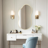 WallBeyond Gold Irregular Wall Mirror, Modern Asymmetrical Mirror Aluminum Frame for Bedroom, Bathroom, Living Room, and Entryway 36" H x 20" W (Gold)