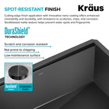 KRAUS Kore Workstation 32-inch Undermount 16 Gauge Black Stainless Steel Single Bowl Kitchen Sink in PVD Gunmetal Finish with Accessories, KWU110-32/PGM