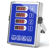 Commercial Kitchen Timer with 4 Channels, Digital Timer for Cooking, Loud Alarm Volume +/-, Food Truck Restaurant Supplies, Heavy Duty Stainless Steel Large Timers, Waterproof Panel & Memory Function