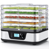 Food Dehydrator, 5 Stainless Steel Trays, 72H Timer & Temp Control up to 167°F, 400W Food Dryer, Recipe Book for Jerky, Fruit, Meat, Vegetables, Herbs, BPA-Free