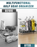 Staransun Golf Bag Organizer for Garage - 3 Golf Bag Storage Rack with Lockable Wheels Staransun