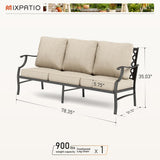 MIXPATIO, 3-Seat Outdoor Patio Sofa, Metal Frame, Beige