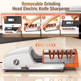 Replaceable Sharpener Electric Knife Sharpener, 3-Stage with 100% Diamond Abrasives & Precision Angle Guides, Kitchen Knife Sharpener with Sharpening and Polishing Function