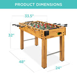 Best Choice Products 48in Foosball Table for Kids and Adults, Game Room Arcade Soccer Game Table w/ 2 Balls, 2 Cup Holders, Ergonomic Handles, Chrome Finished Metal Bars - Light Brown
