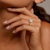 MSBLUE® Size 8 2ct Princess Cut Moissanite Engagement Ring