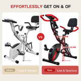 BARWING Stationary Exercise Bike for Home Workout, 5 IN 1 Foldable Indoor Cycling Bike for Seniors, 350LB Capacity, 16-Level Magnetic Resistance, Comfortable Seat Backrest