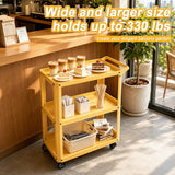 XCX 3 Tier Metal Utility Rolling Cart with Wheels, Yellow