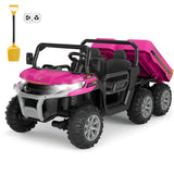 GarveeLife 24V 2 Seater Ride On Dump Truck for Big Kids - Electric Ride On Car with Auto-Lifting Bed, 4x75W Motors, Parent Remote Control & 6 Wheels - 110 Lbs Capacity, 5 MPH Kids Truck Toy