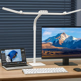 Galnolt LED Desk Lamp for Home Office with Base, 28.2" Adjustable Gooseneck Swing Arm Bright Desk Light, Dimmable Architect Table Lamp for Desktop Computer Light, Reading, Study, Workbench（White）