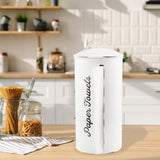 AuldHome Design Farmhouse Paper Towel Holder (White); Rustic Enamelware Countertop Paper Towel Dispenser for Kitchen