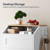 Freestanding Trash Can Cabinet, Wooden Recycling with Flip Door, 10 Gallon Hidden Kitchen Garbage Can for Kitchen
