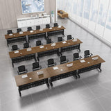 Folding Mobile Conference Room Table 8 Pack, Modern Flip Top Training Desk with Four Locking Wheels, for Meeting Room Office Classroom 47.2”x21.65”x29.5”