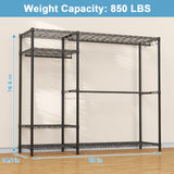 Ulif F7 Plus Garment Rack, Heavy Duty Clothes Rack, Clothing Racks for Hanging Clothes, 6-Tiers Freestanding Portable Closet Storage Rack 68'' W × 14.6'' D × 76.6'' H, Max Load 850 Lbs, Black