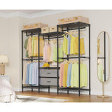 VIPEK V20 Plus Clothes Rack, Metal Clothing Rack with 6 Shelves, 5 Hanging Rods & 2 Fabric Drawers, Freestanding Garment Rack for Bedroom & Walk-in Closet, Large Wardrobe Closet Max Load 850LBS, Black