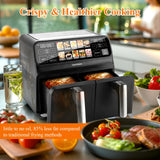 ChefRobot Dual Air Fryer 8 Quart TFT Touch Screen Non Toxic for Family Size/Kitchen/RV