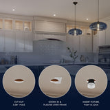 LUXRITE 3 Inch Trimless LED Recessed Spotlight, 15W, 1100LM, 5CCT Selectable 2700K-5000K, 60° Beam Angle, Dimmable, Push-n-Lock Spotlight, CRI90, Damp & IC Rated, Plaster Downlight, ETL White (4 Pack)