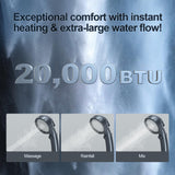 Jocoevol Portable Water Heater, Propane Water Heater with Shower Pump, Max 100 Mins 3s Instant Hot 20,000 BTU, 4000mAh Rechargeable Built-in Battery for Outdoor Cleaning, Camping, Hunting, Hiking