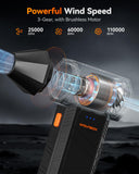 WOLFBOX MegaFlow 50 Compressed Air Duster, 110,000 RPM, 3-Gear Adjustable