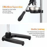 NCUE Cast Iron Juicer, Heavy-Duty Manual Juicer Hand Press, Citrus Juicer for Lemons, Oranges, Pomegranates, Grapefruits, and Other Fruits, Easy-To-Use and Clean Stainless Steel Lemon Squeezer (Black)