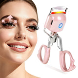 Heated Eyelash Curler Electric Eyelash Curlers 8s Fast Heating Lash Curler Safe Anti-Burn Lash Curler Intelligent Temp Control rizador de pestañas for 24H Long Lasting Curls (Pink)