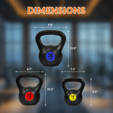 Fitvids Kettlebell Sets 3 Piece 5/15/20LB Strength Training KettleBells Weight Set, Black