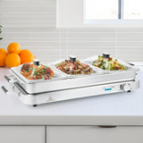 ARLIME Triple Buffet Server Food Warmer, 450W Stainless Steel Electric Warming Tray, Adjustable Temperature, Transparent Lids w/Spoon Slot, 8 QT Chafing Dish Set for Parties, Banquets, Catering