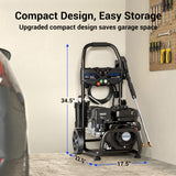 MUTAOMAY 3500 PSI Gas Pressure Washer, 2.3GPM Gas Powered Power Washer with 209cc OHV Engine, Soap Tank, 25FT Pressure Washer Hose,Pressure Gun & 4 Nozzles for Cars/Driveways/Homes/Patios