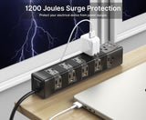 CCCEI Standing Desk Clamp Power Strip with 15 Outlets, Widely Spaced Desktop Edge Mount Surge Protector Outlet, Fast Charging USB-A and USB-C Ports, 15 FT Flat Plug, Black Fit 1.6 inch Table top.