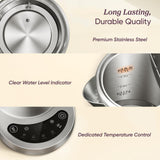 Cosori Electric Kettle, Plastic-Free Interior, 5 Presets ±5℉ Temperature Control, Fast Boiling, 2 Lid Opening, 60Min Keep Warm, Stainless Steel Tea Kettle for Tea, Hot Water, Boil Water, Coffee, 1.7L