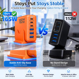 Newdarren 165W Charging Station, 6 Port Desktop Charger, 3 Ports 40W Orange