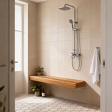 Minimalist 24″Floating Teak Shower Bench: Warm, Easy to Install (No Tile!), Holds 670 lbs for a Modern Bathroom.