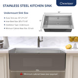 30 Inch Undermount Kitchen Sink 16 Gauge Stainless Steel Ledge Workstation Sink Round Corners Deep Single Bowl Kitchen Sinks with Accessories 30"x19"x10"