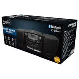 Supersonic Black Edition Vintage Bluetooth Stereo System Home Music Audio System, CD/MP3 Player, AM/FM Radio, Dual Cassette Player/Rec USB inputs, Detachable Speakers, AC/DC, (Remote Included)