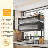 Dish Drying Rack With Cover Over And Drain Board The Sink Dish Drying Rack 3 Tier Space-Saving Dish Drying Rack With Chopstick Tube And Cutting Board Rack For Plates, Bowls, And Pots(Black,85cm)