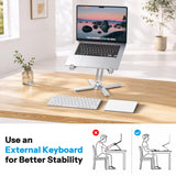 OMOTON LA10 360° Rotating Laptop Stand Riser Foldable for Desk, Silver