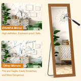 ZHUNFA Full Length Mirror,65x22 Inch Full Length Mirror Wall Mounted,Vertical Hanging,Leaning Standing for Bedroom,Living Room,Rectangular Wooden Frame,Walnut Color.